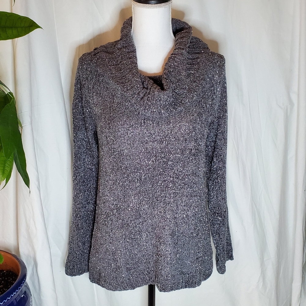 INC Pullover Sweater - Gray and Silver Metallic